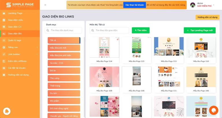 Cách Tạo Link Bio trên TikTok Bằng Simple Page - Bước 2