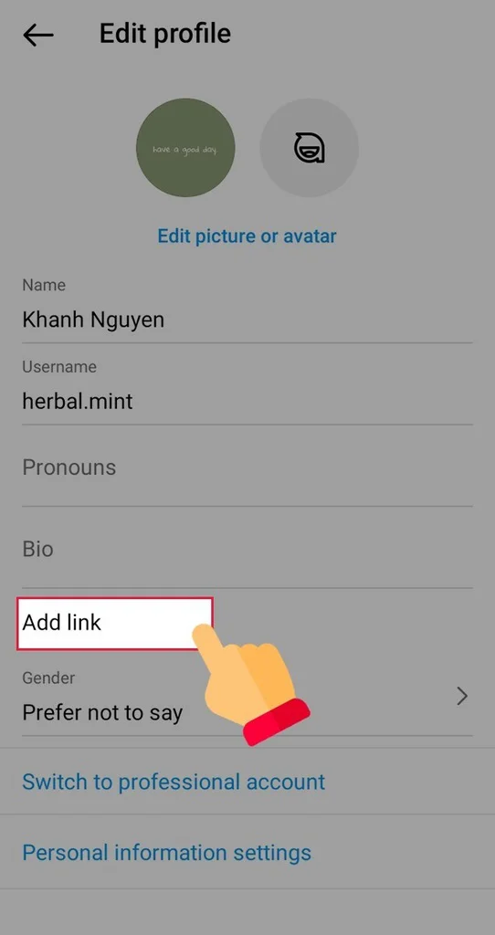 Cách thêm liên kết Bio vào tài khoản Instagram - Bước 3