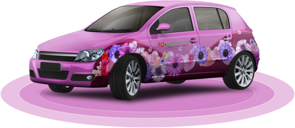 thiết kế thi công dán decal quảng cáo trên xe ô tô
